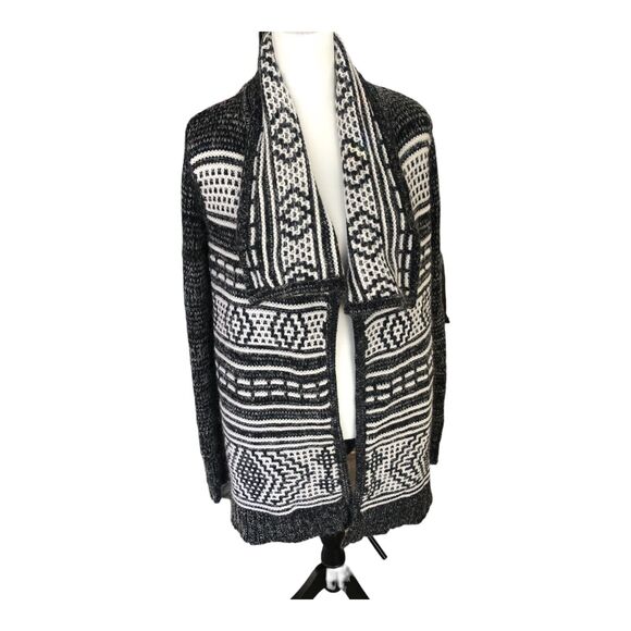 Intermix Cardigan Sweater Womens Size S Gray Southwest Wool Mohair Blend Pockets - Picture 1 of 12